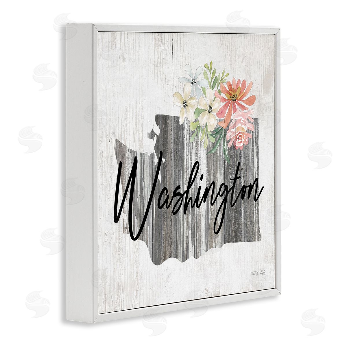 Shabby Chic Washington White Frame Print Wall Art, Home Decor by Cindy Jacobs
