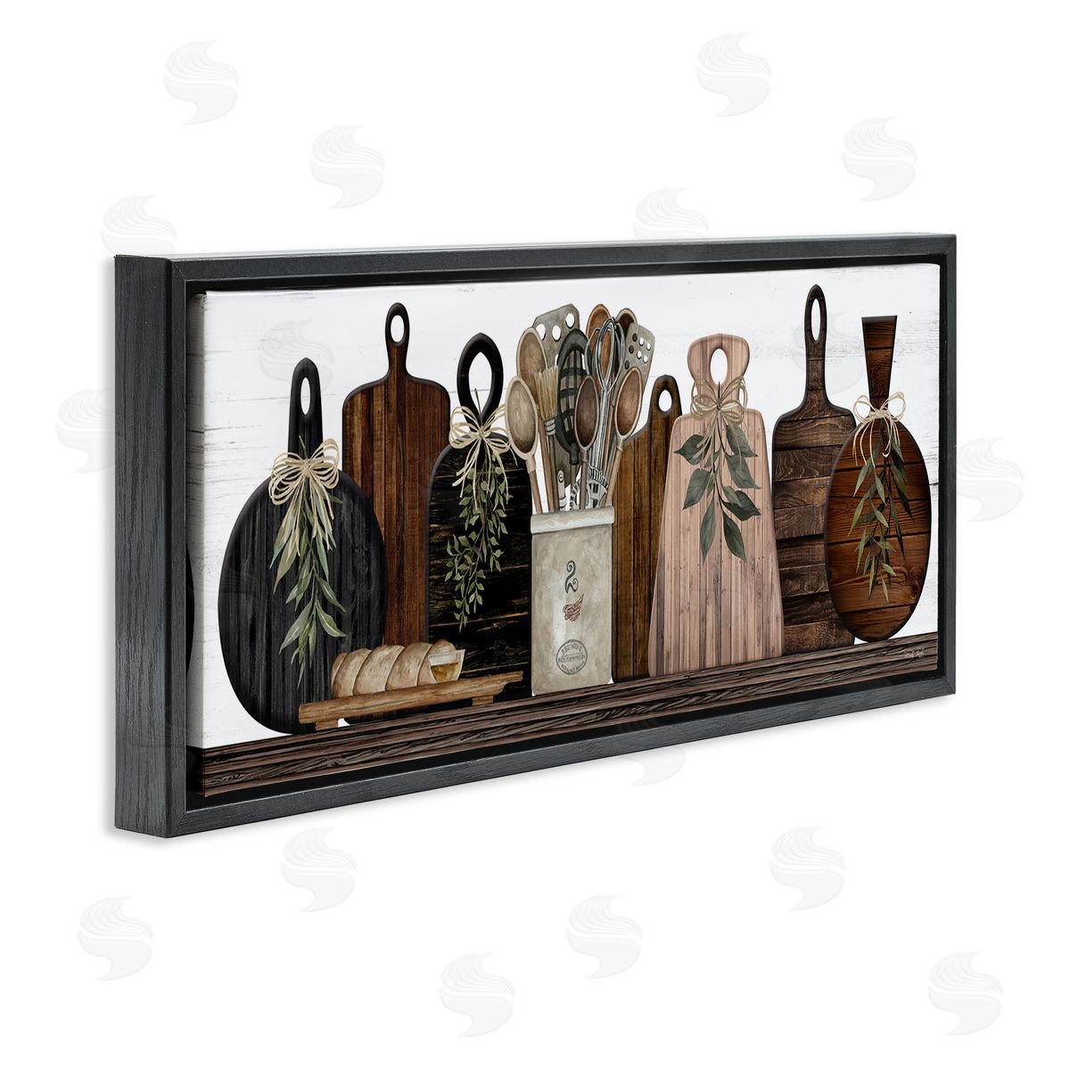 Wooden Kitchen Items Black Floating Frame Canvas Wall Art, Home Decor by Cindy Jacobs