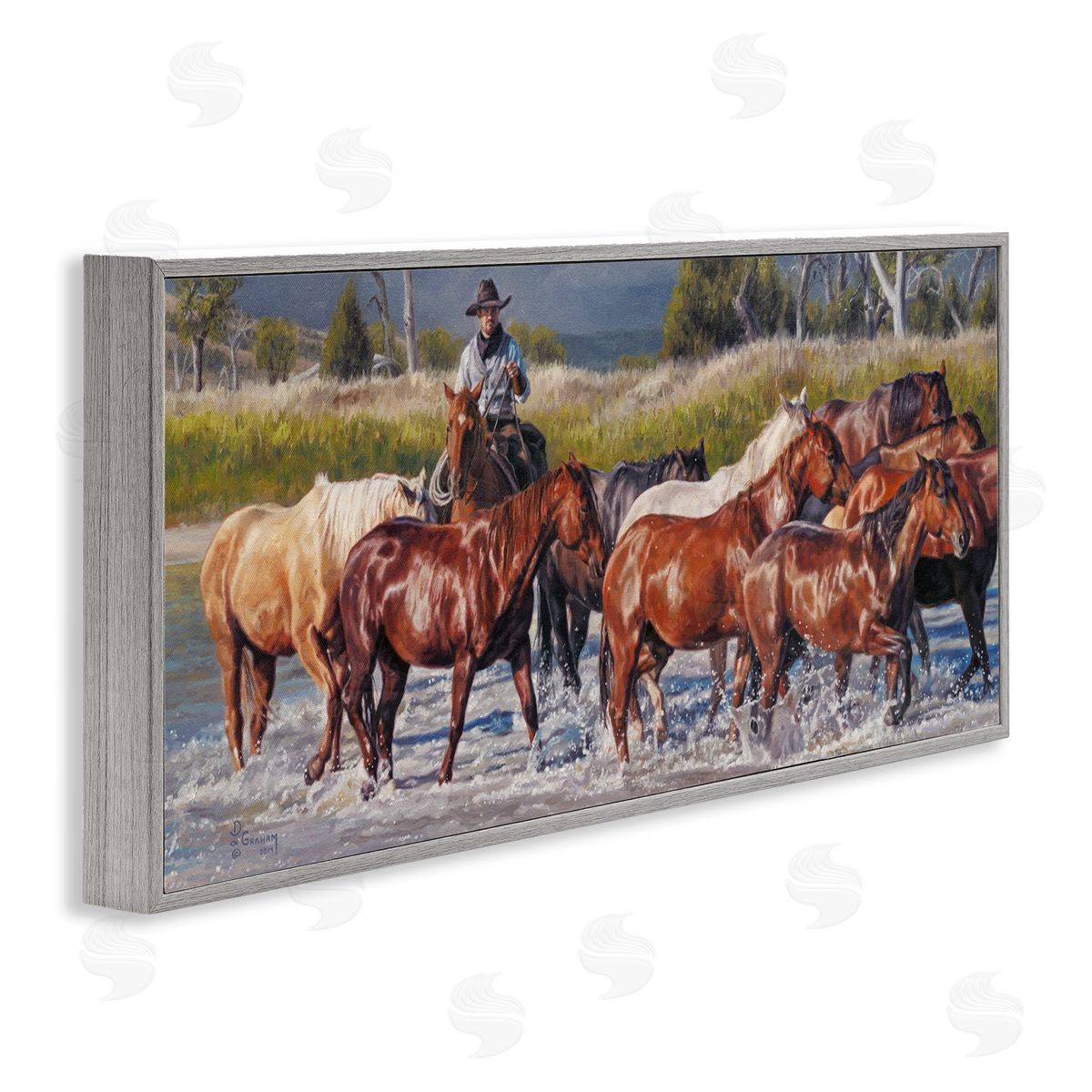 Crossing The Remuda Grey Frame Print Wall Art, Home Decor by David Graham