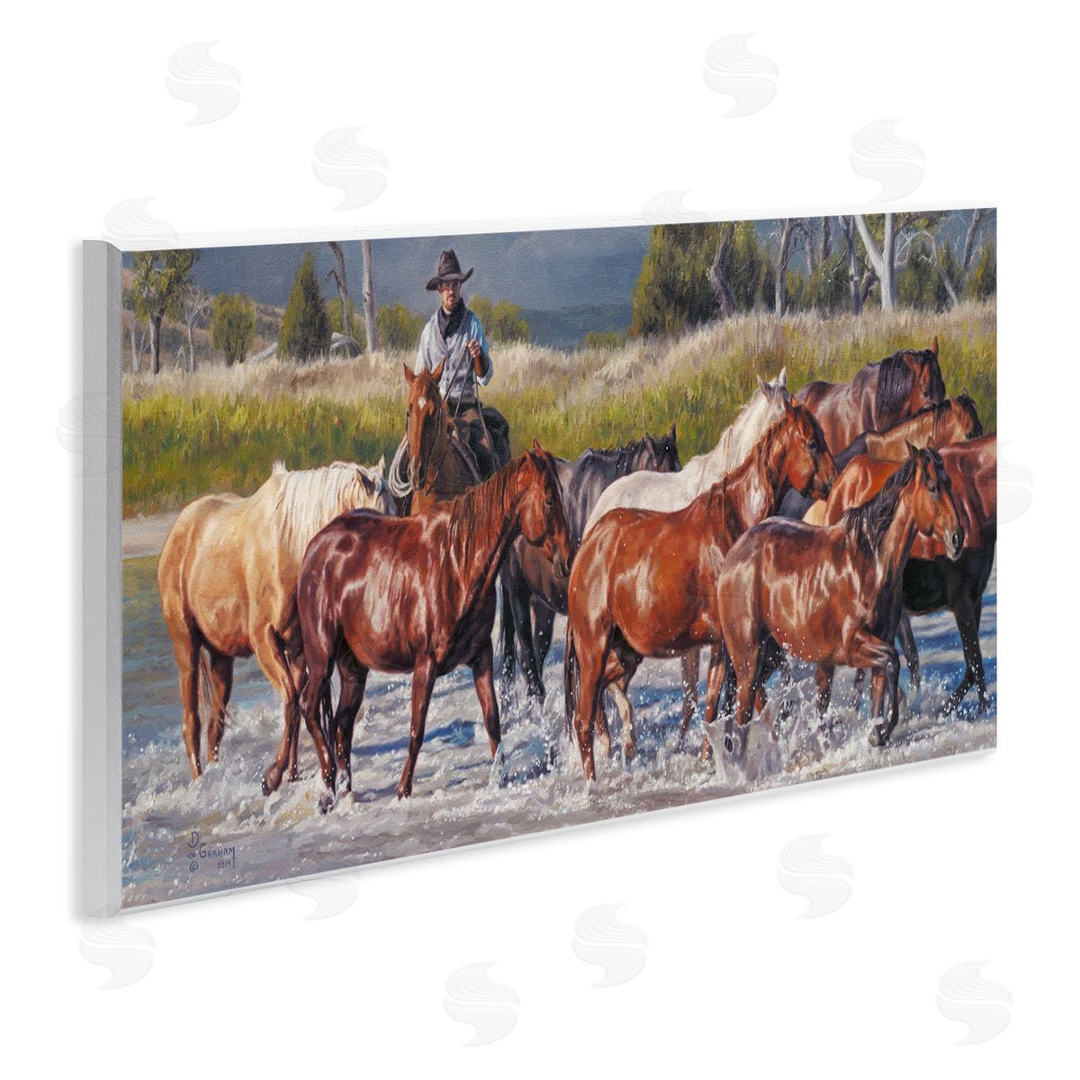 Crossing The Remuda Wood Plaque Wall Art, Home Decor by David Graham