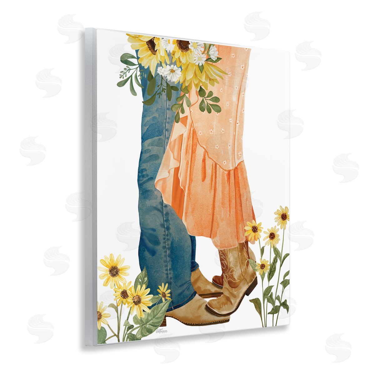 Floral Western Couple Wood Plaque Wall Art, Home Decor by Cat Thurman Designs
