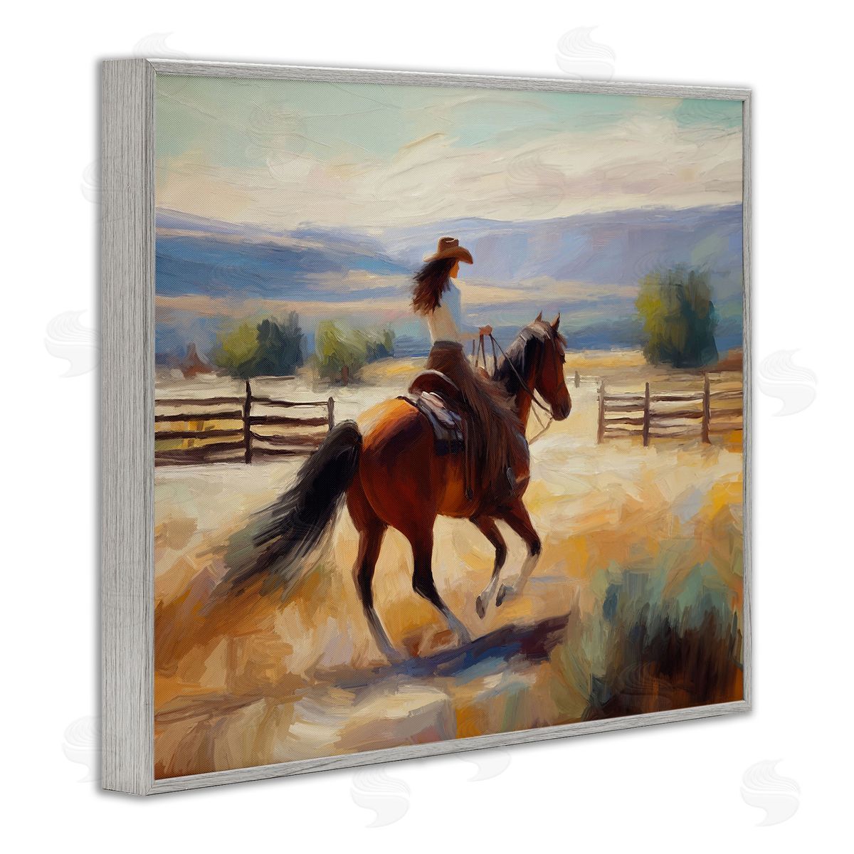 Ride Like The Wind Grey Frame Print Wall Art, Home Decor by Ramona Murdock