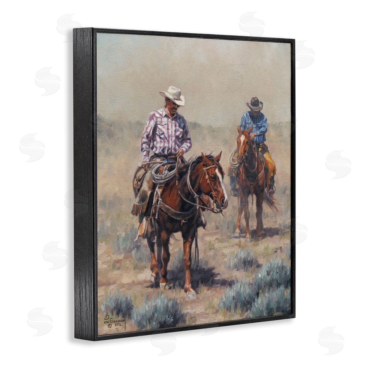 Dust Bowl Cowboys Black Frame Print Wall Art, Home Decor by David Graham