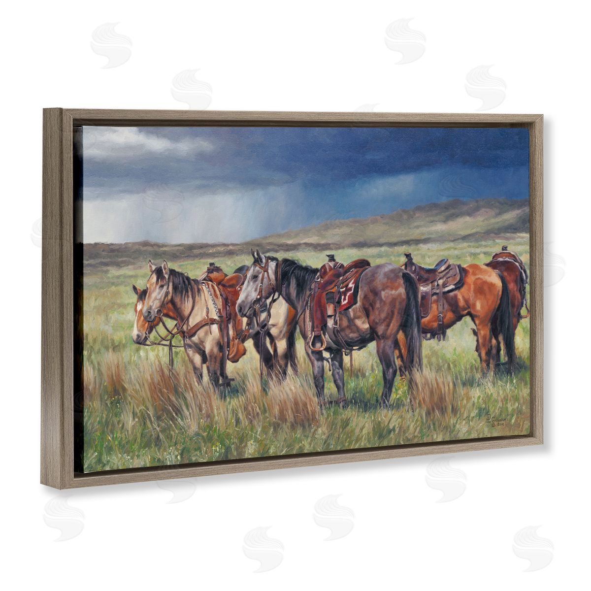 Hurry Up and Wait Brown Floating Frame Canvas Wall Art, Home Decor by David Graham