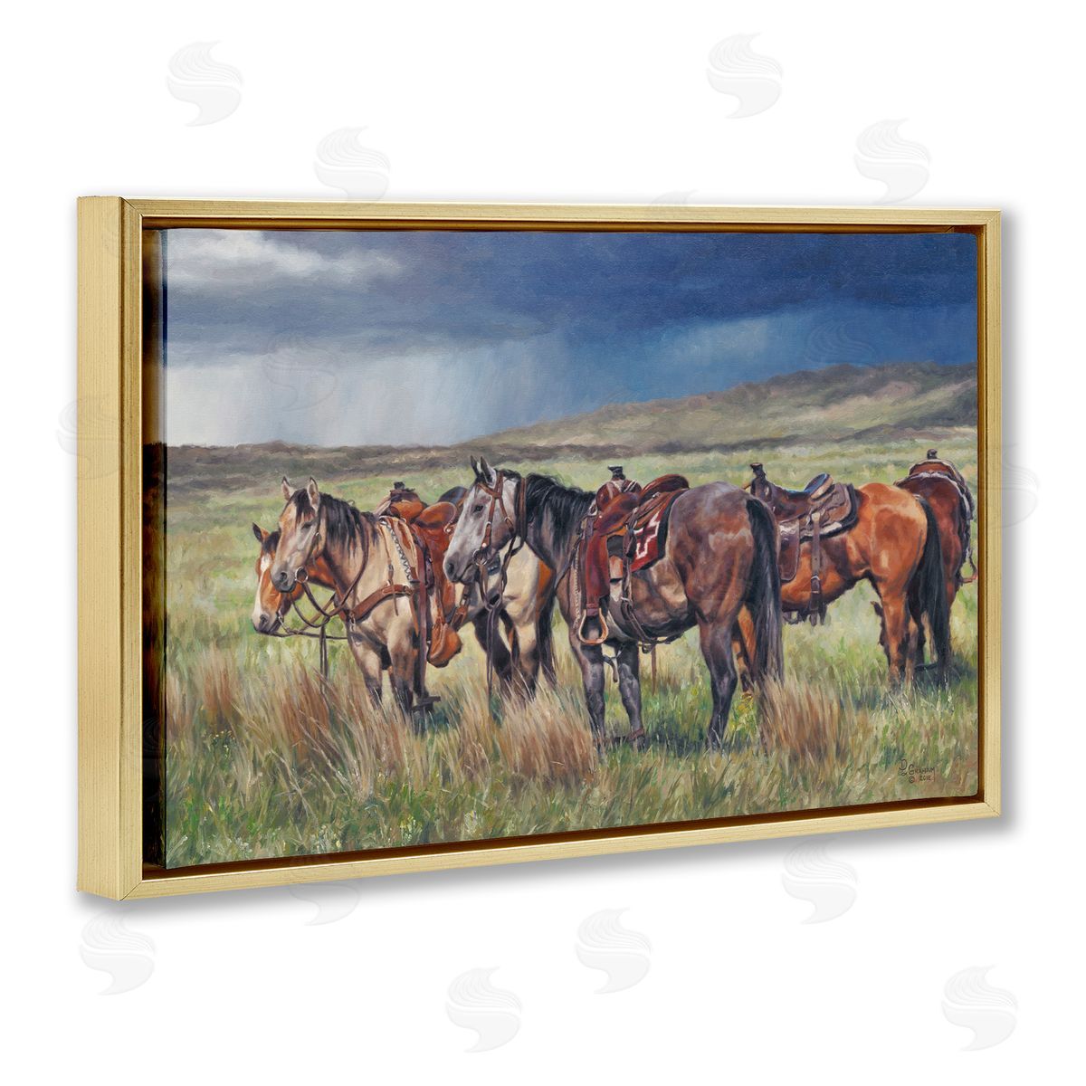 Hurry Up and Wait Gold Floating Frame Canvas Wall Art, Home Decor by David Graham