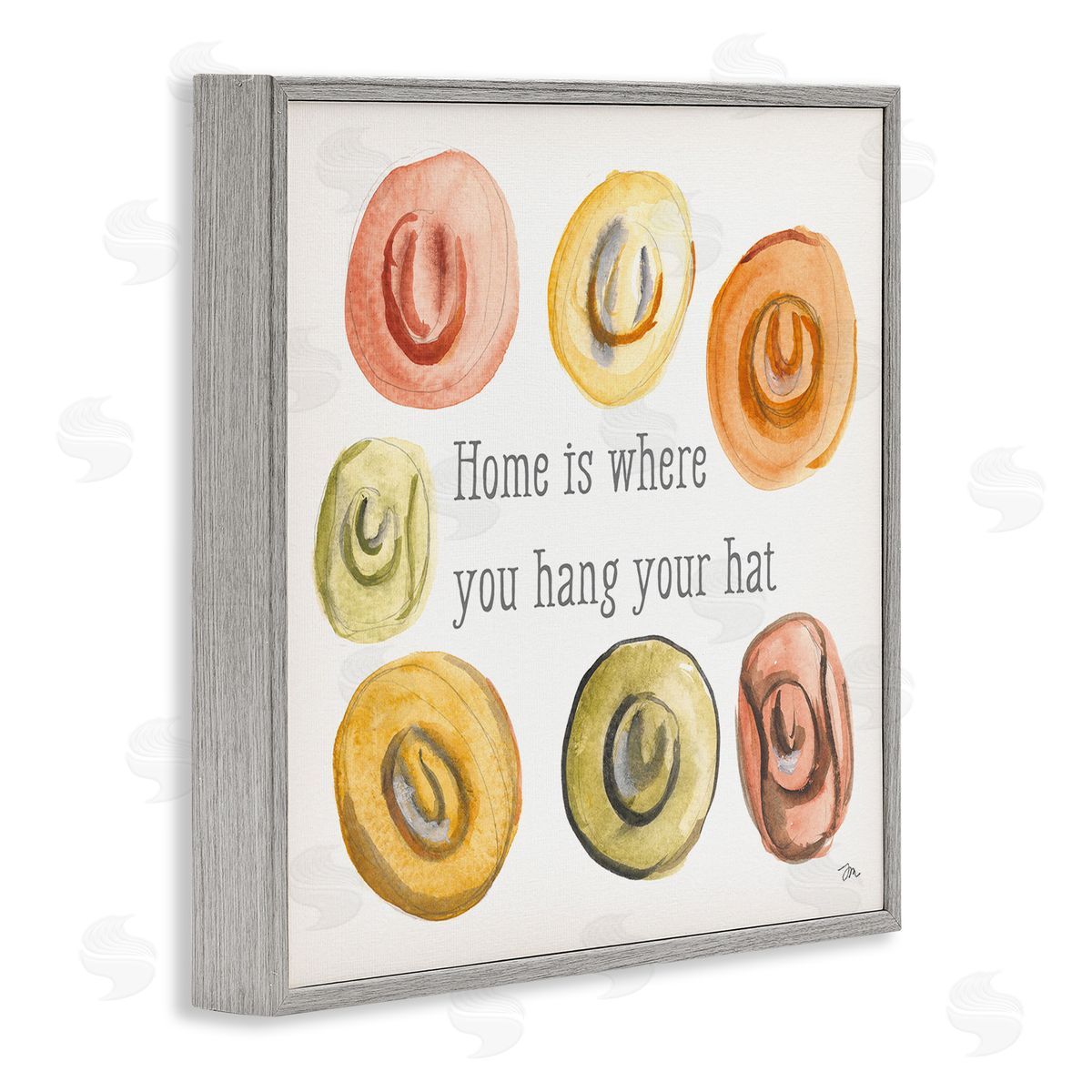 Hang Your Hat Phrase Grey Frame Print Wall Art, Home Decor by Jessica Mingo