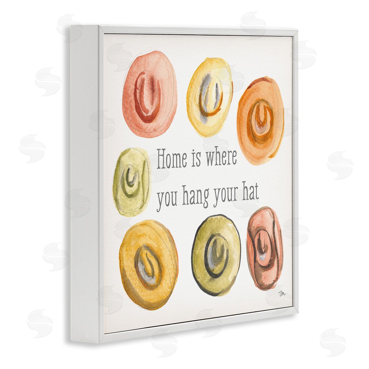 Hang Your Hat Phrase White Frame Print Wall Art, Home Decor by Jessica Mingo
