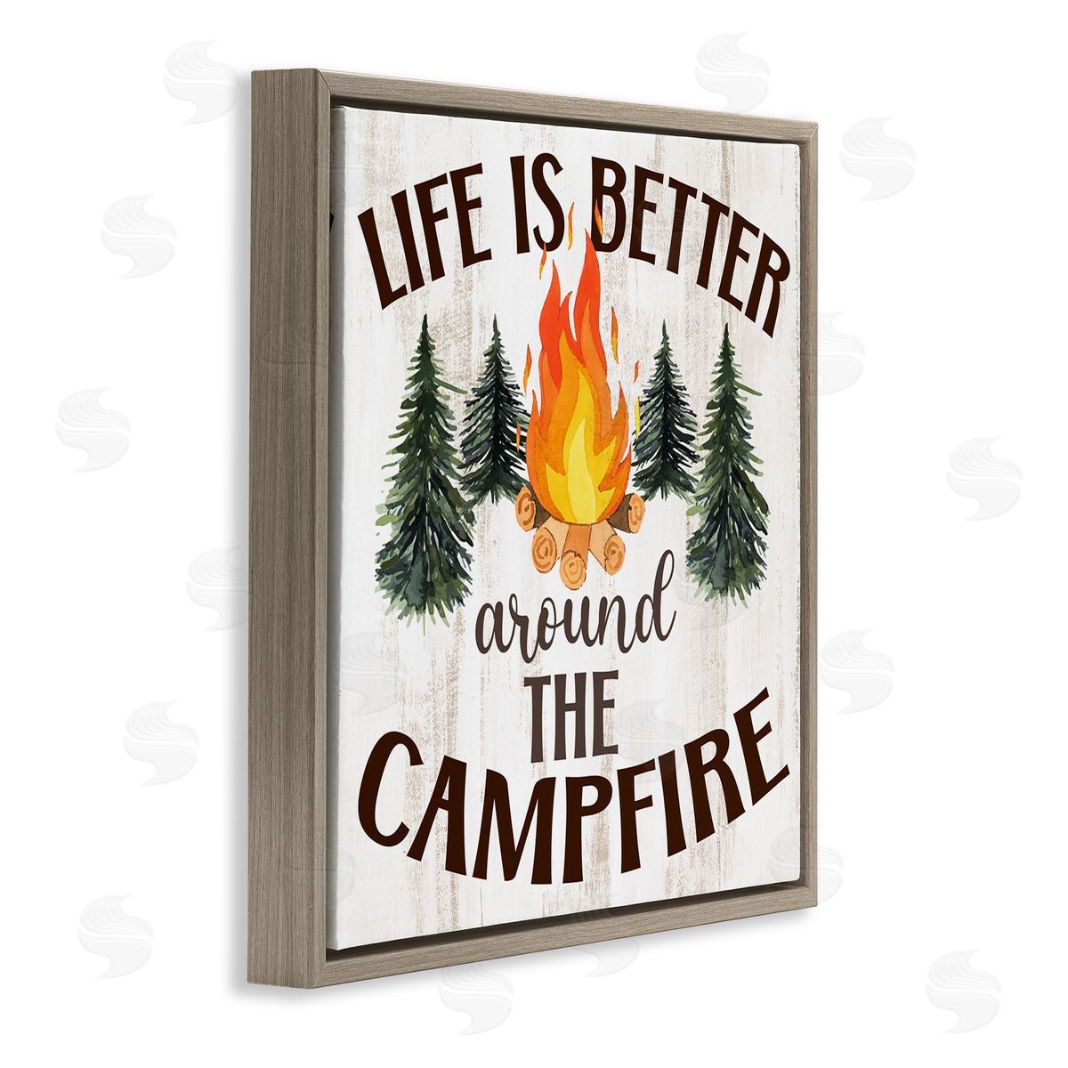 Rustic Campfire Phrase Brown Floating Frame Canvas Wall Art, Home Decor by Kim Allen