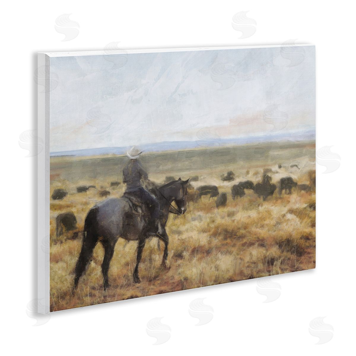 On The Range Cowboy Wood Plaque Wall Art, Home Decor by Nina Blue