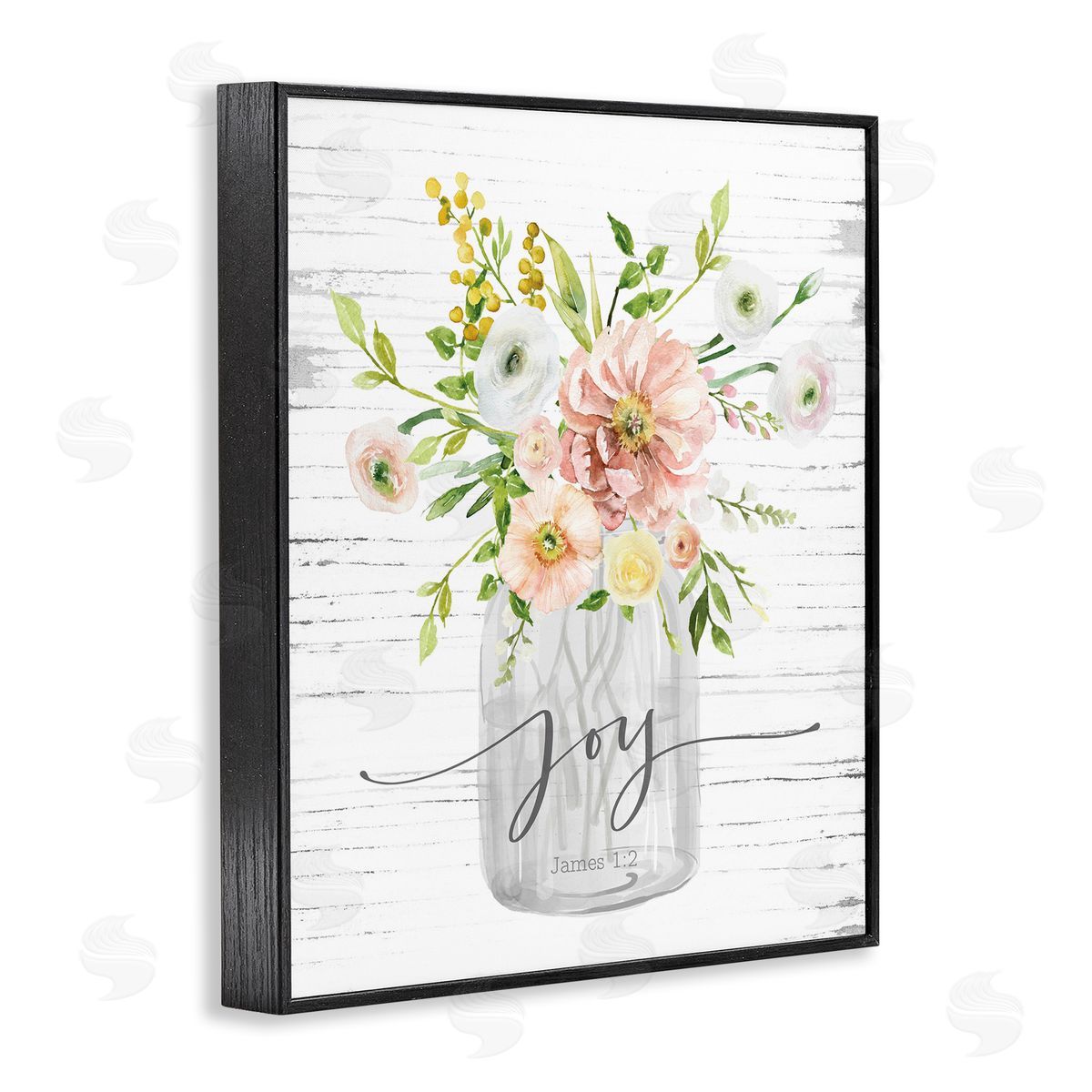 Joy Mixed Bouquet Black Frame Print Wall Art, Home Decor by Lettered and Lined