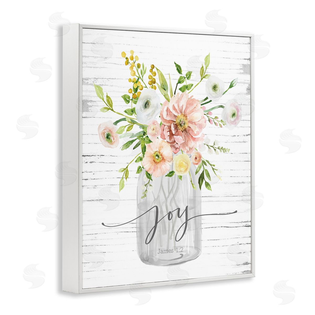 Joy Mixed Bouquet White Frame Print Wall Art, Home Decor by Lettered and Lined