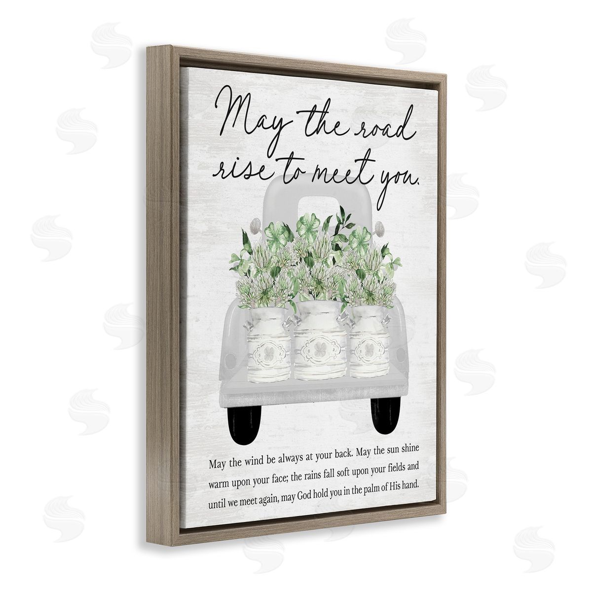 Inspirational Spring Phrase Brown Floating Frame Canvas Wall Art, Home Decor by Lettered and Lined