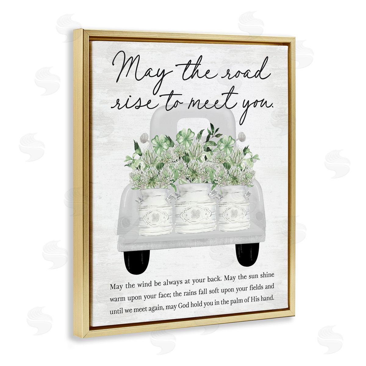 Inspirational Spring Phrase Gold Floating Frame Canvas Wall Art, Home Decor by Lettered and Lined