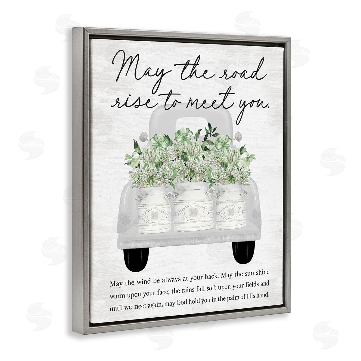 Inspirational Spring Phrase Grey Floating Frame Canvas Wall Art, Home Decor by Lettered and Lined