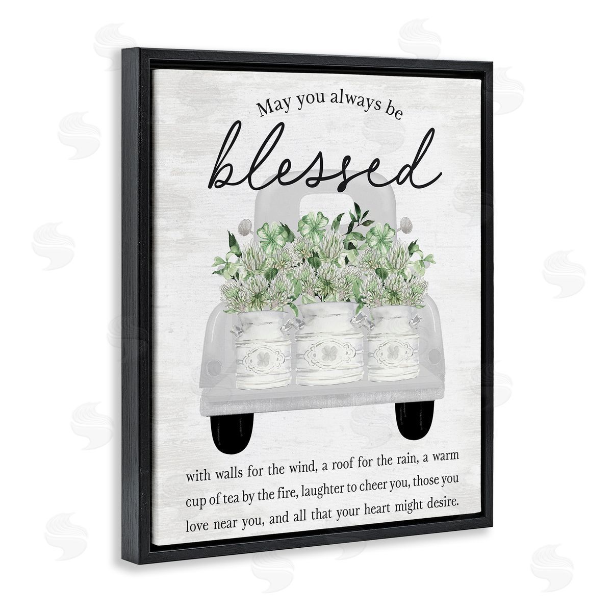 Inspiring Blessed Phrase Black Floating Frame Canvas Wall Art, Home Decor by Lettered and Lined