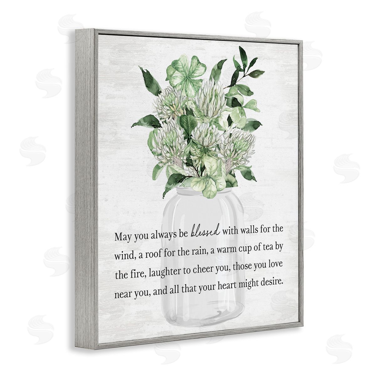 Spring Floral Blessing Grey Frame Print Wall Art, Home Decor by Lettered and Lined