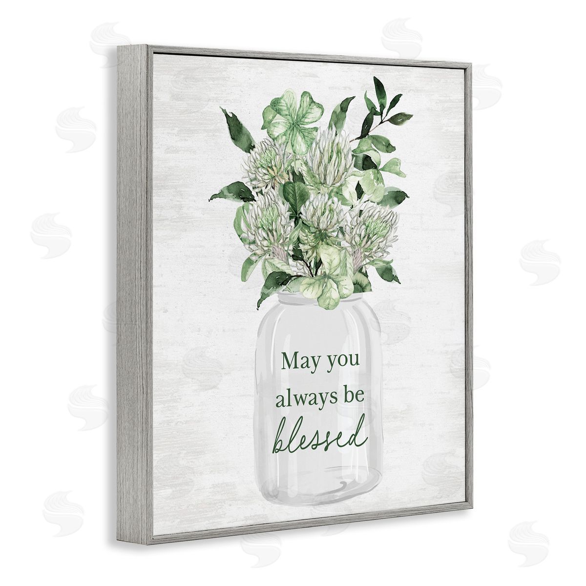 Be Blessed Bouquet Grey Frame Print Wall Art, Home Decor by Lettered and Lined