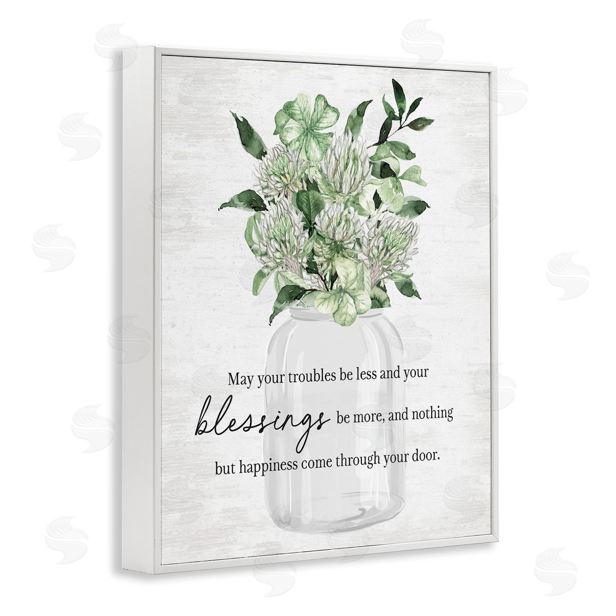 Lucky Clover Blessing White Frame Print Wall Art, Home Decor by Lettered and Lined
