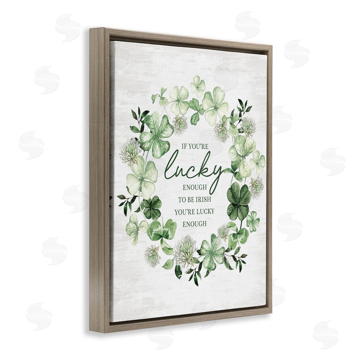 Inspiring Lucky Wreath Brown Floating Frame Canvas Wall Art, Home Decor by Lettered and Lined