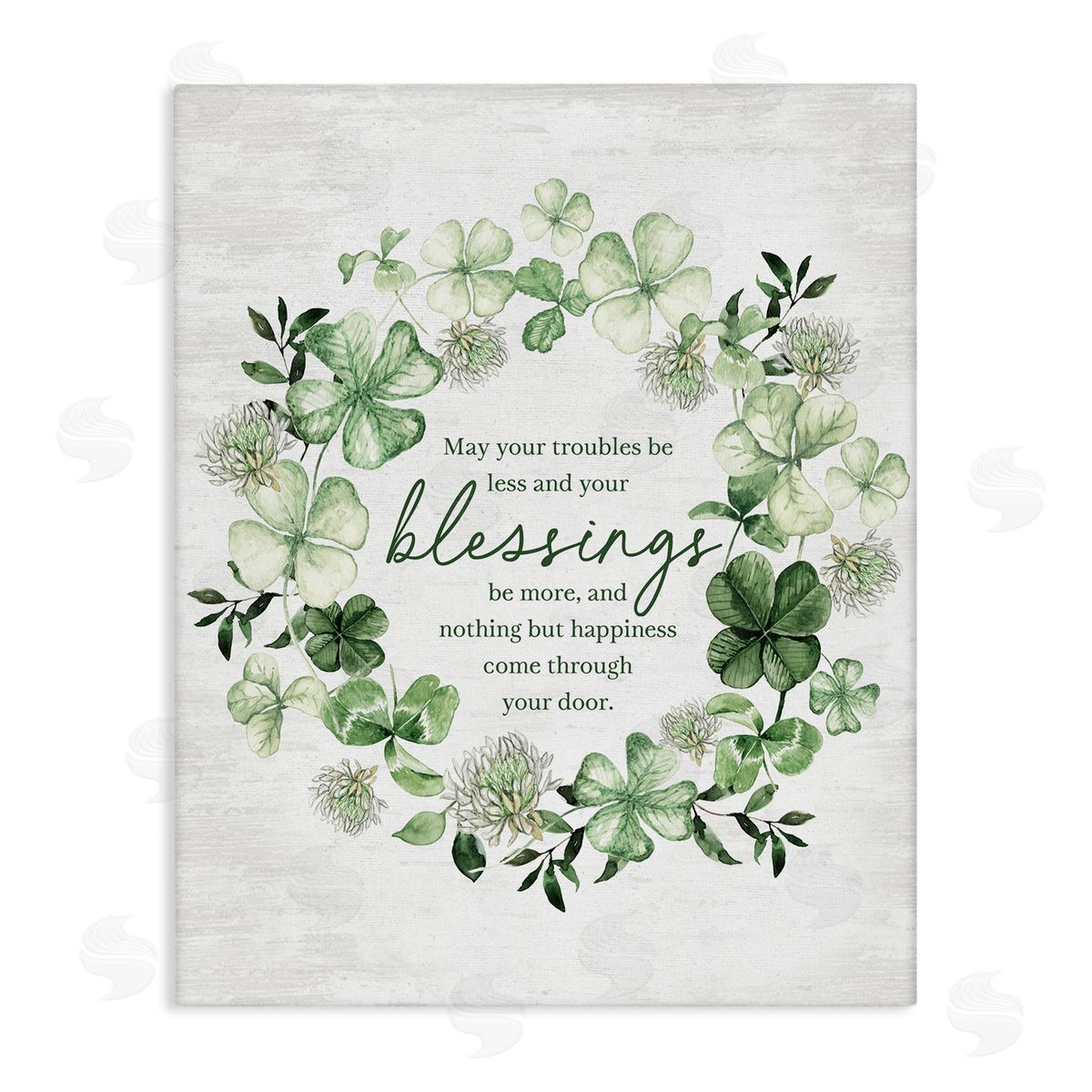Clover Wreath Blessing Canvas Wall Art, Home Decor by Lettered and Lined