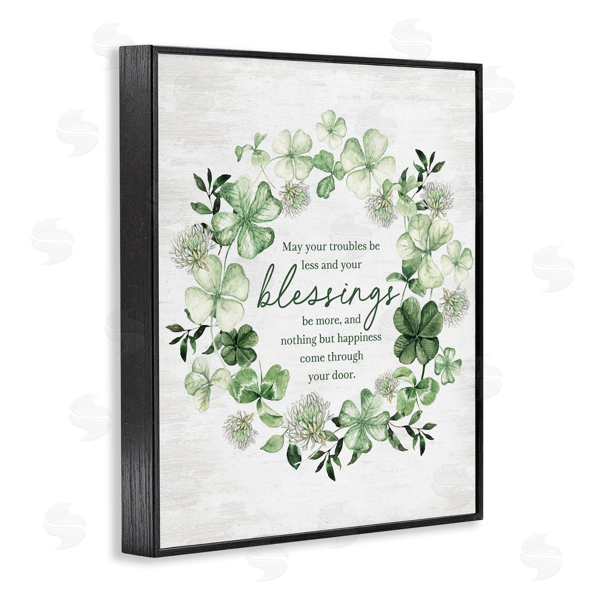 Clover Wreath Blessing Black Frame Print Wall Art, Home Decor by Lettered and Lined