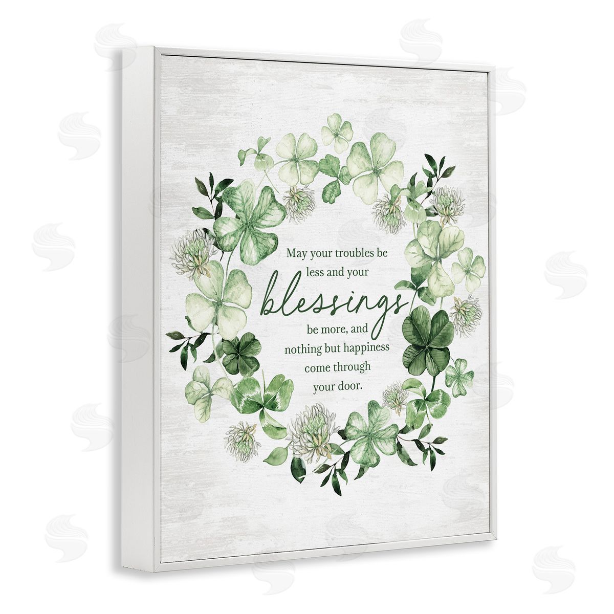 Clover Wreath Blessing White Frame Print Wall Art, Home Decor by Lettered and Lined