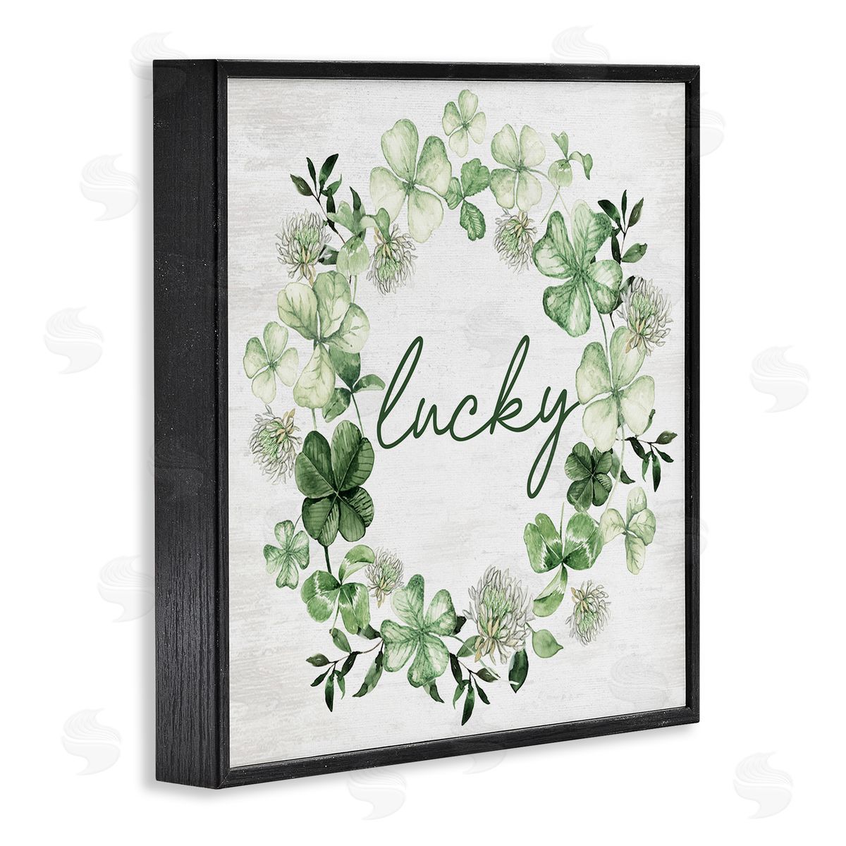 Lucky Clover Wreath Black Frame Print Wall Art, Home Decor by Lettered and Lined
