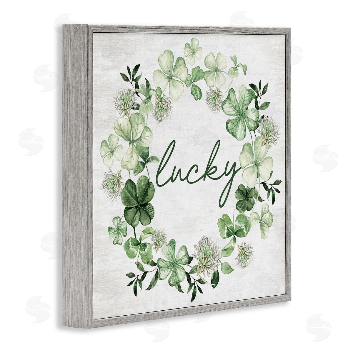 Lucky Clover Wreath Grey Frame Print Wall Art, Home Decor by Lettered and Lined