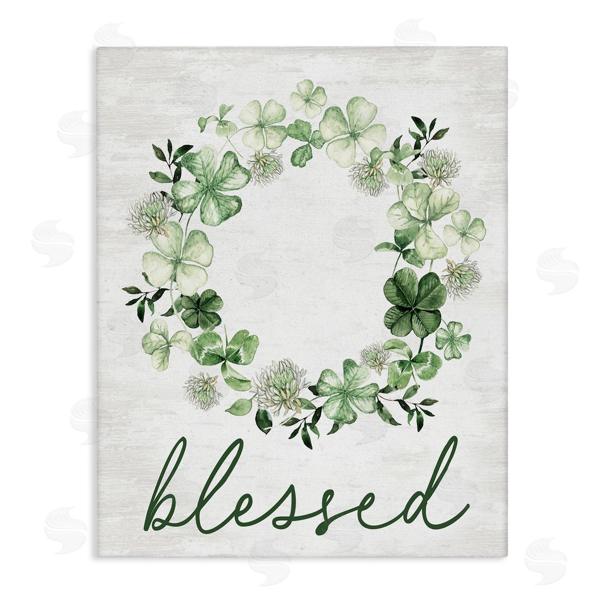 Blessed Clover Wreath Canvas Wall Art, Home Decor by Lettered and Lined