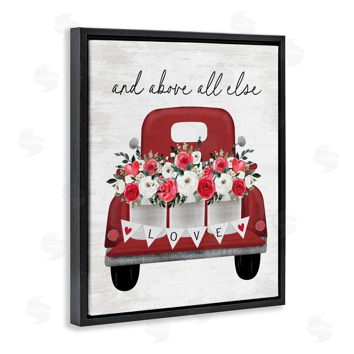 Love Above All Else Black Floating Frame Canvas Wall Art, Home Decor by Lettered and Lined