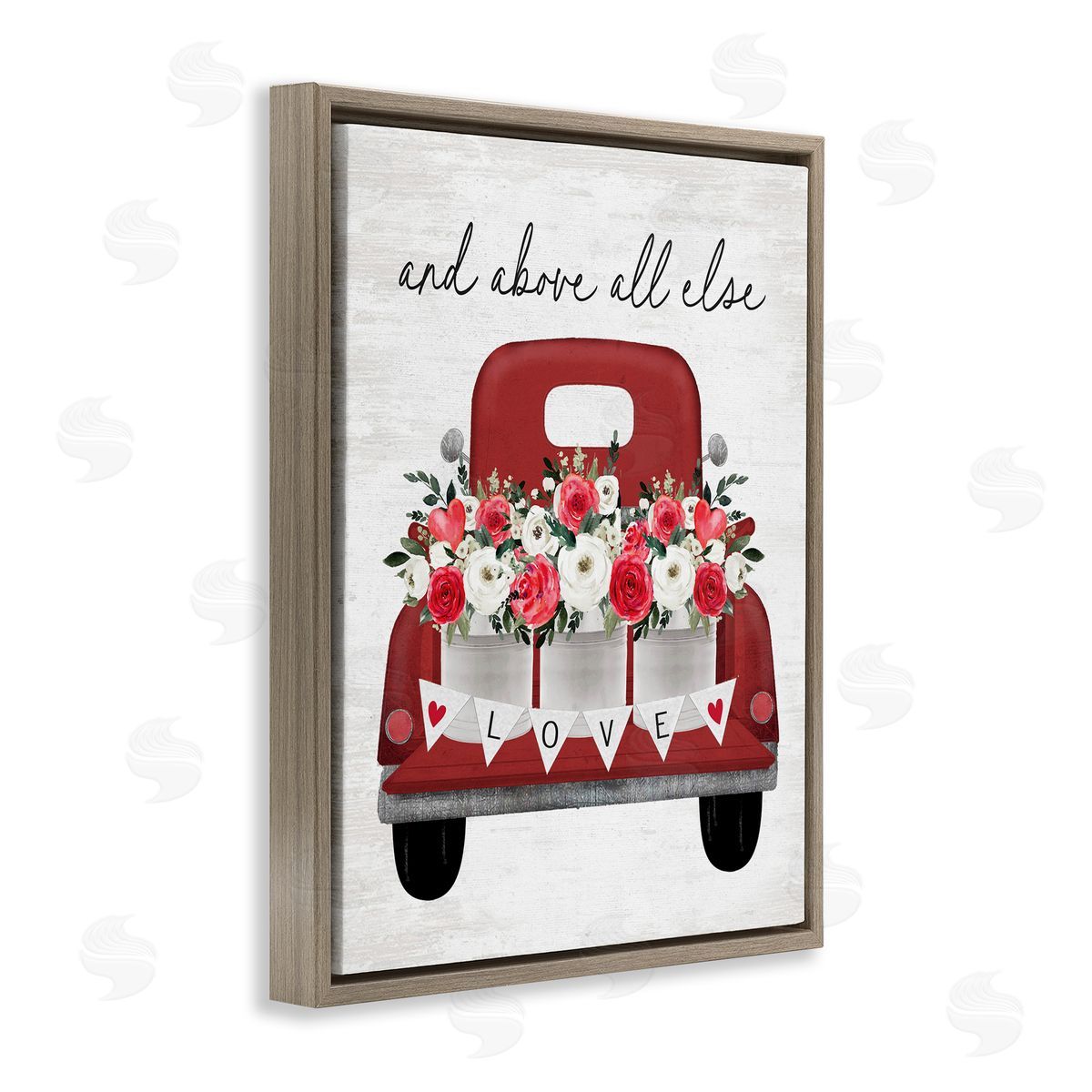 Love Above All Else Brown Floating Frame Canvas Wall Art, Home Decor by Lettered and Lined