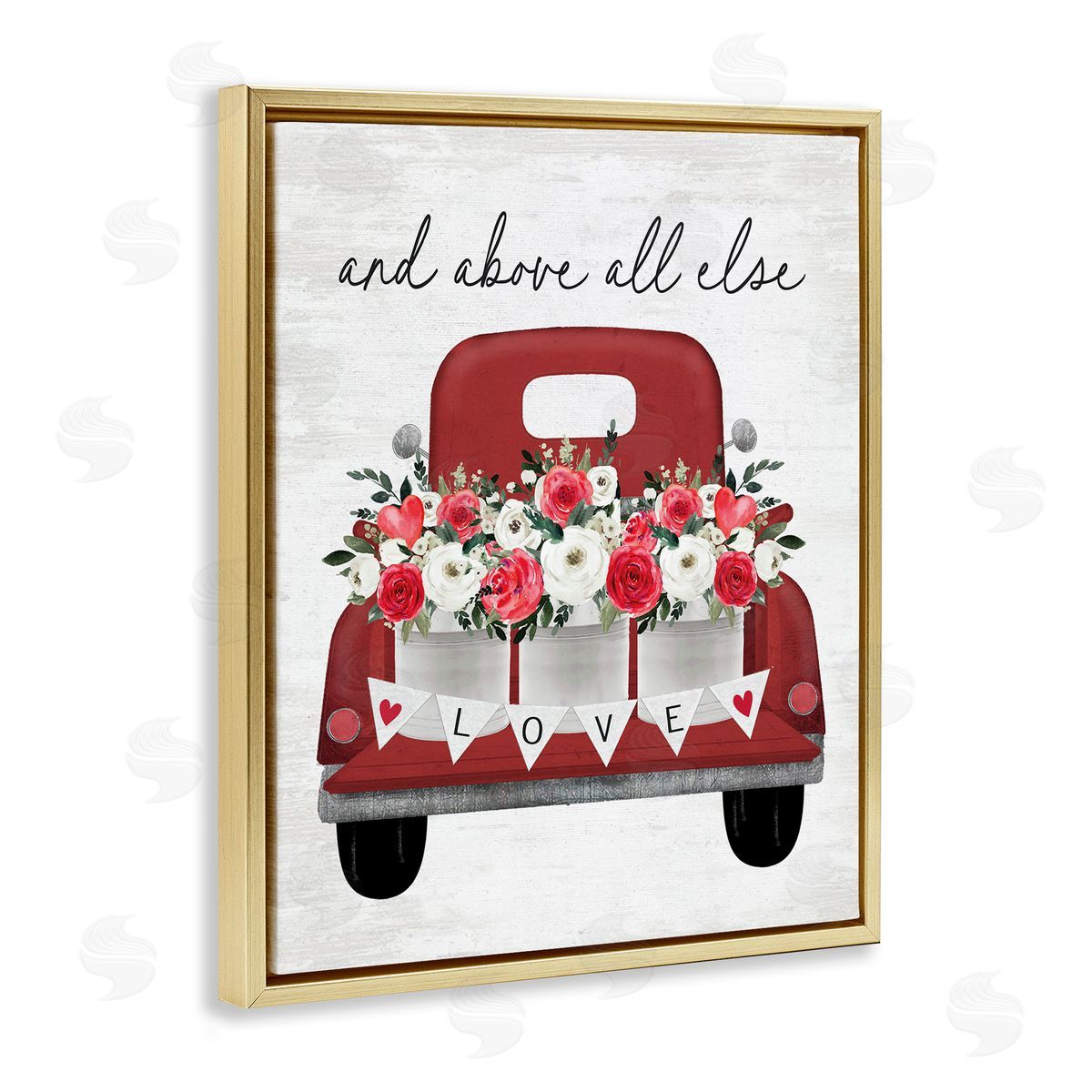 Love Above All Else Gold Floating Frame Canvas Wall Art, Home Decor by Lettered and Lined