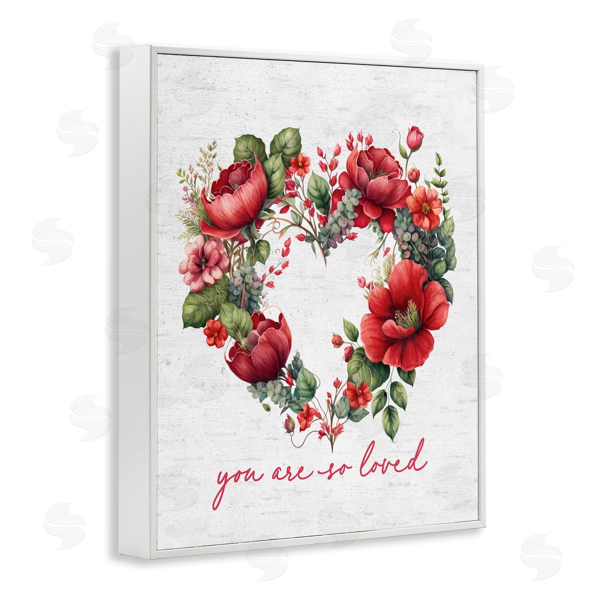 Loved Heart Wreath White Frame Print Wall Art, Home Decor by Lettered and Lined