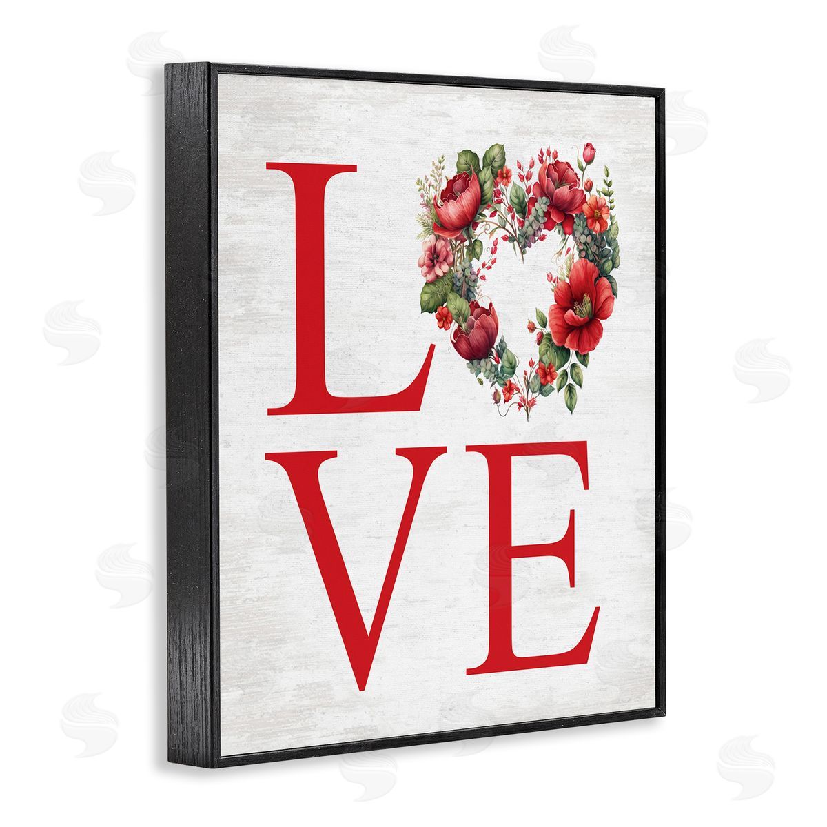 Love with Heart Wreath Black Frame Print Wall Art, Home Decor by Lettered and Lined
