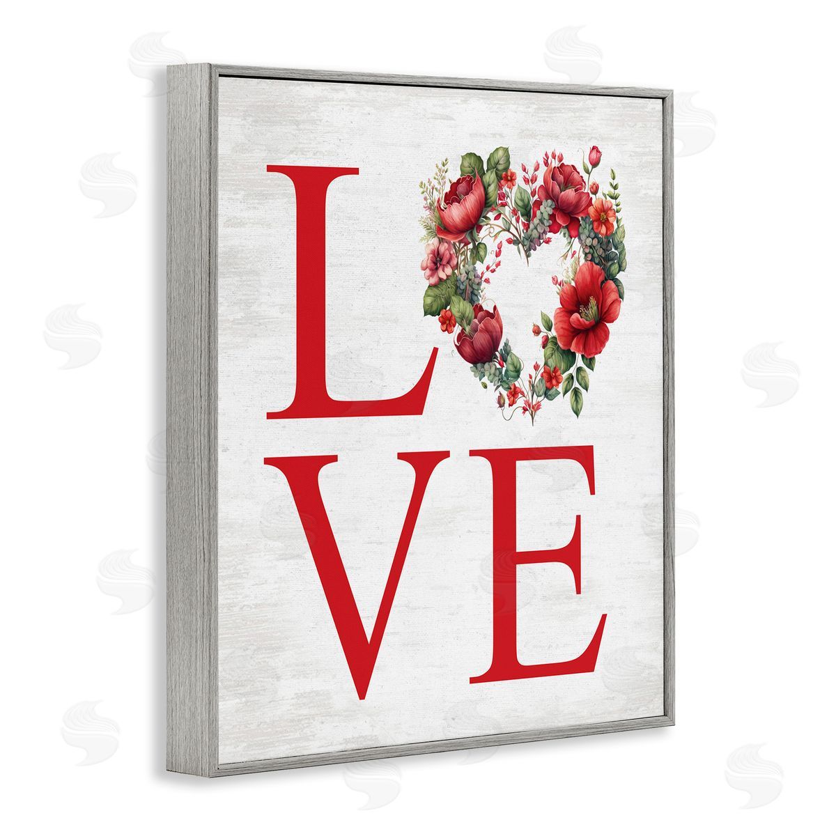 Love with Heart Wreath Grey Frame Print Wall Art, Home Decor by Lettered and Lined