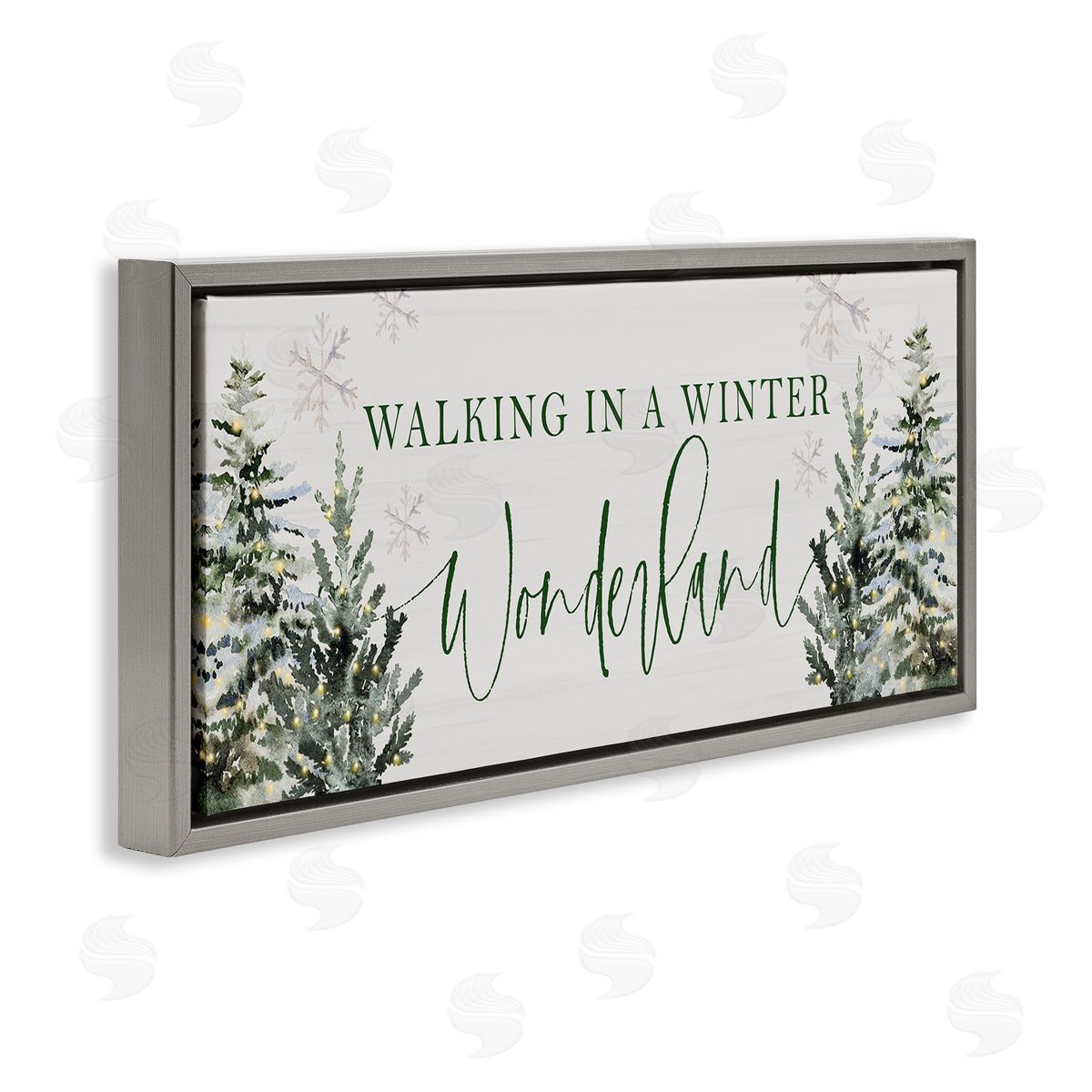Winter Wonderland Trees Grey Floating Frame Canvas Wall Art, Home Decor by Lux + Me Designs