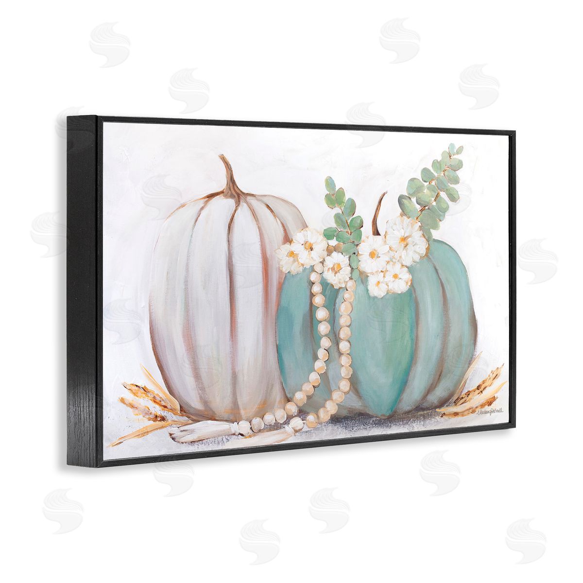 Country Fall Pumpkins Black Frame Print Wall Art, Home Decor by Mackenzie Kissell