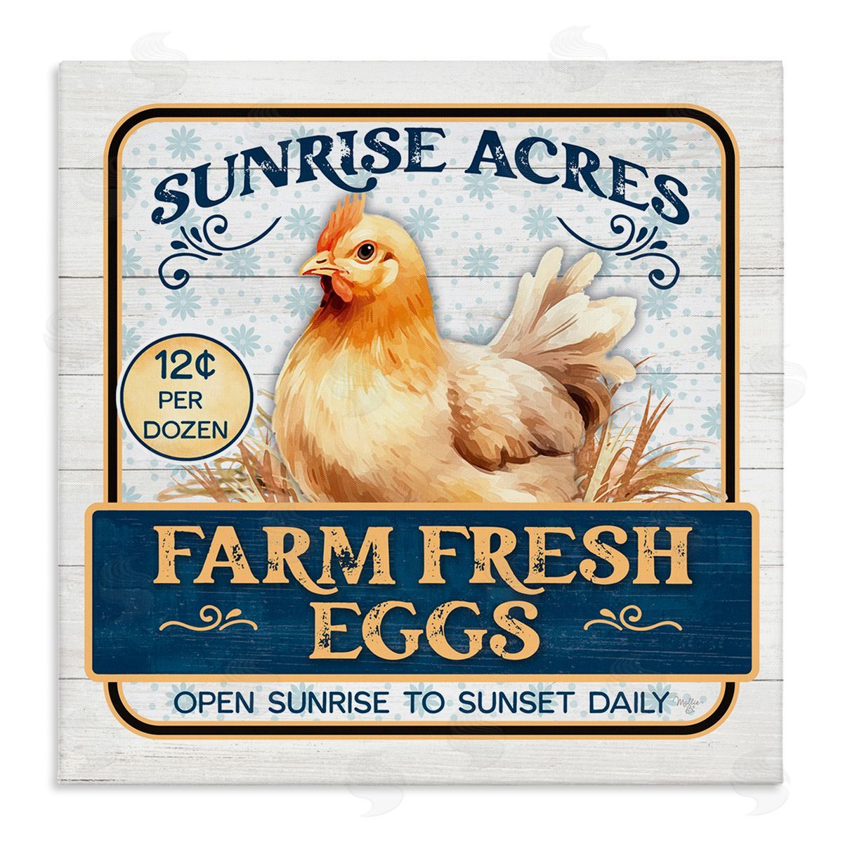 Farm Fresh Eggs Canvas Wall Art, Home Decor by Mollie B.