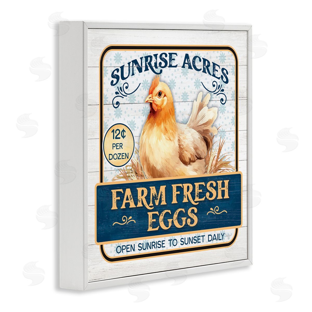 Farm Fresh Eggs White Frame Print Wall Art, Home Decor by Mollie B.