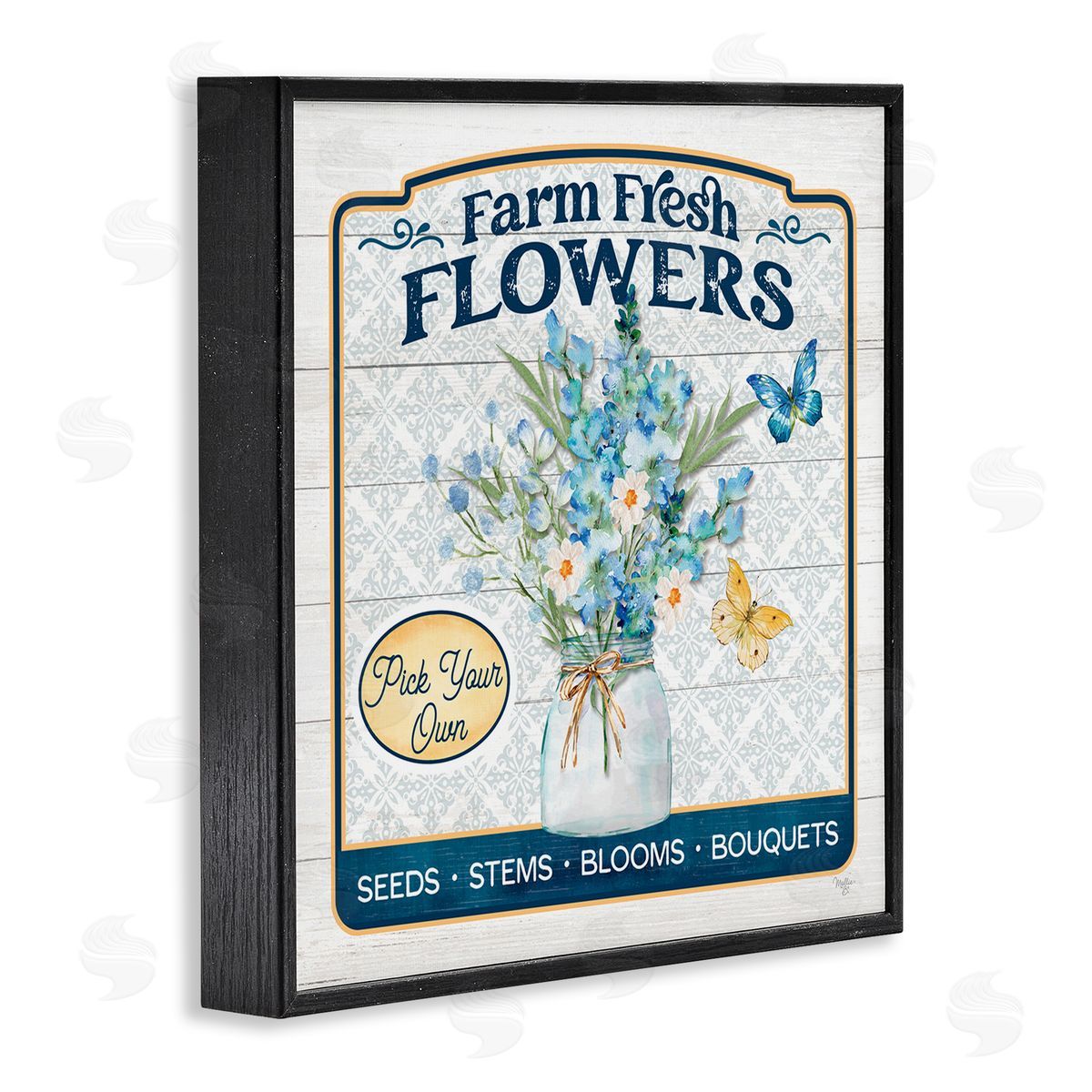 Farm Fresh Flowers Black Frame Print Wall Art, Home Decor by Mollie B.