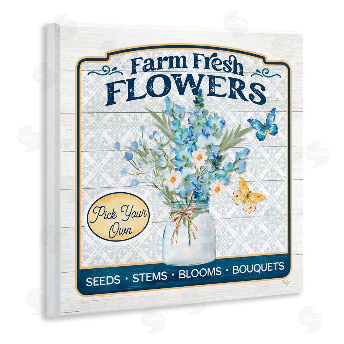 Farm Fresh Flowers Wood Plaque Wall Art, Home Decor by Mollie B.