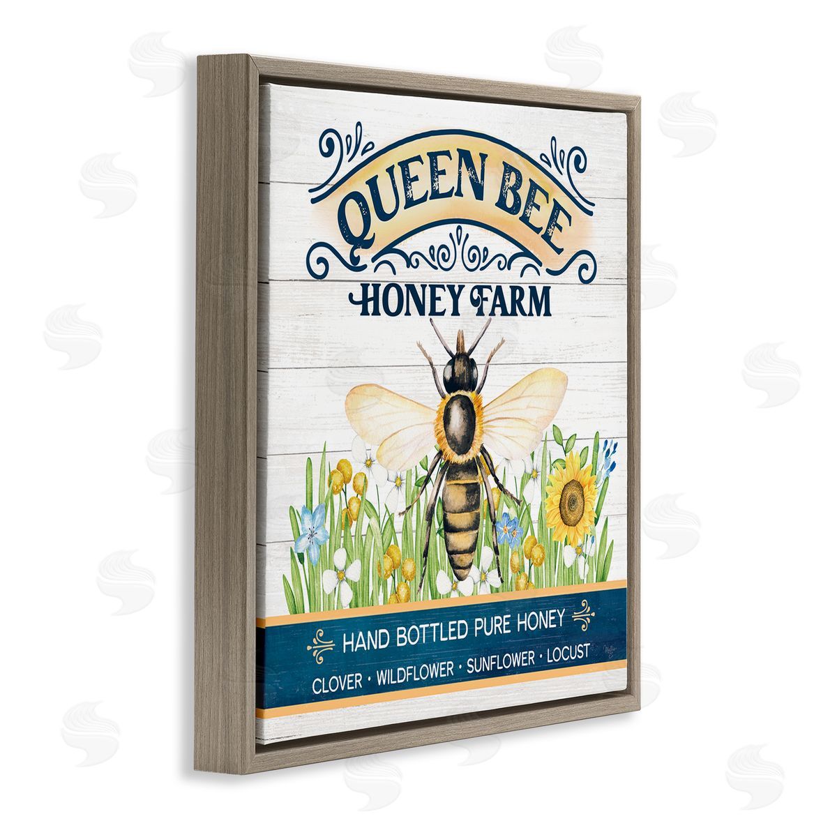 Queen Bee Honey Farm Brown Floating Frame Canvas Wall Art, Home Decor by Mollie B.