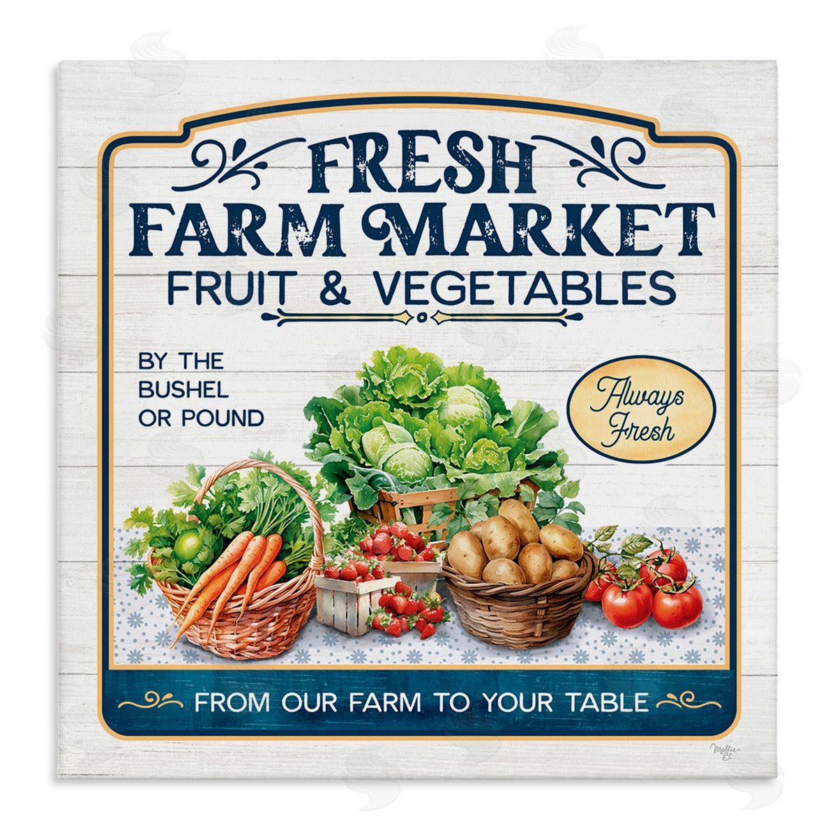 Fresh Farm Market Canvas Wall Art, Home Decor by Mollie B.