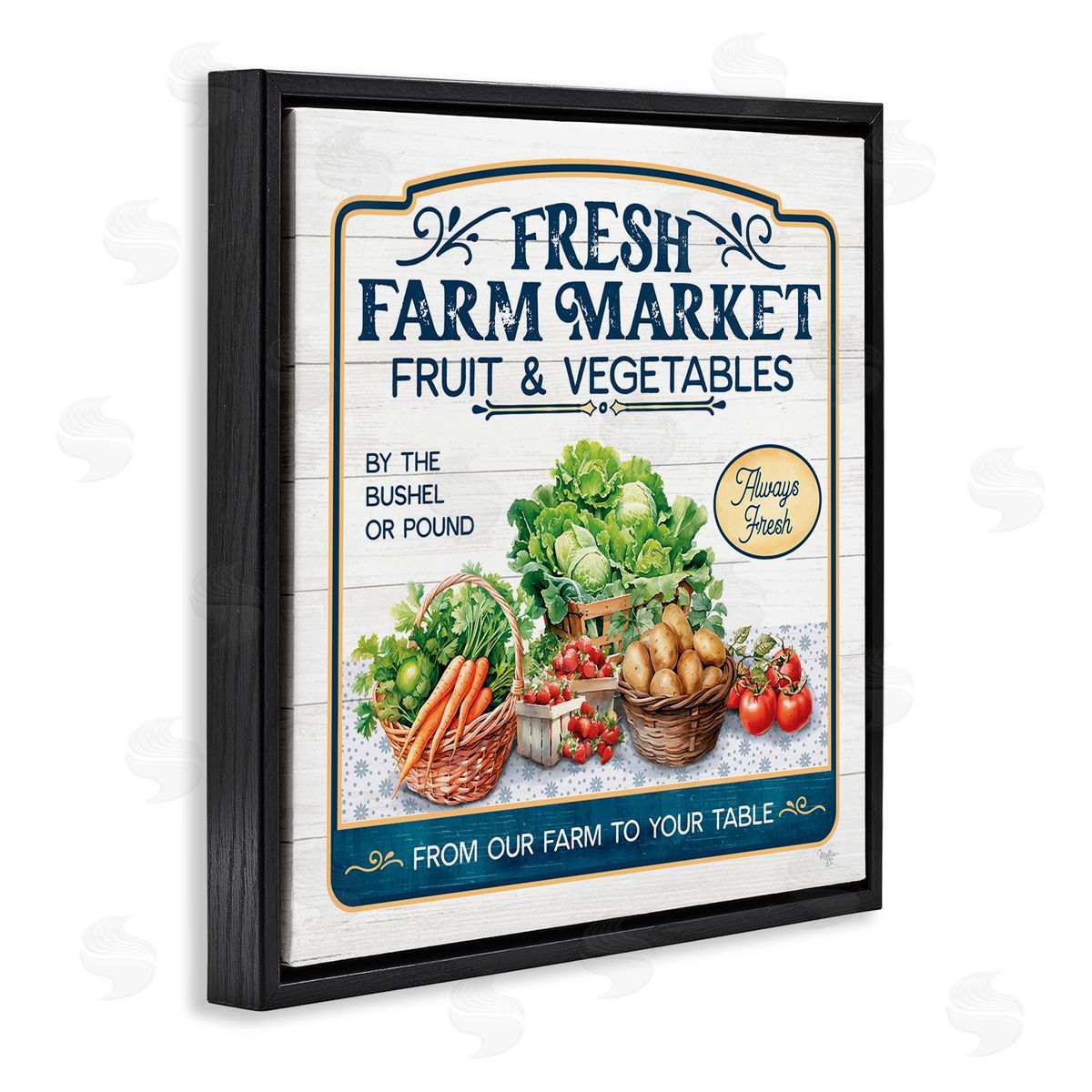 Fresh Farm Market Black Floating Frame Canvas Wall Art, Home Decor by Mollie B.