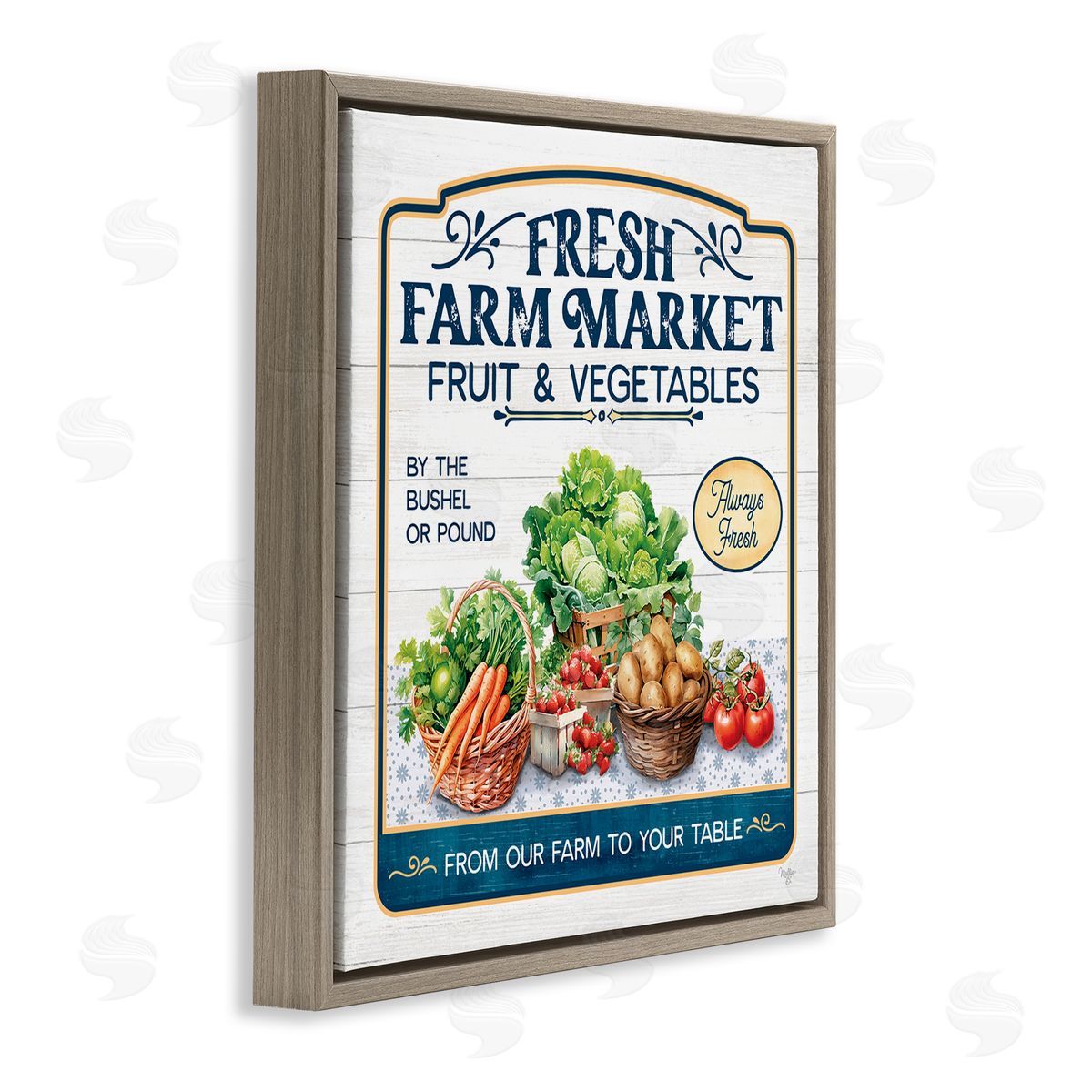 Fresh Farm Market Brown Floating Frame Canvas Wall Art, Home Decor by Mollie B.
