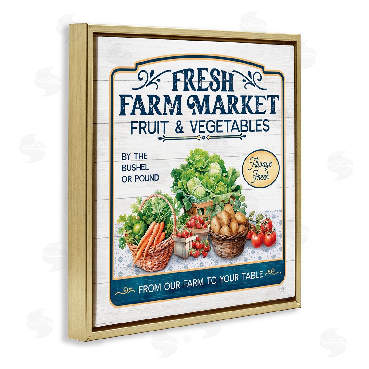 Fresh Farm Market Gold Floating Frame Canvas Wall Art, Home Decor by Mollie B.