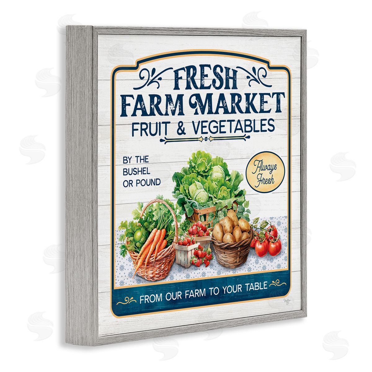 Fresh Farm Market Grey Frame Print Wall Art, Home Decor by Mollie B.