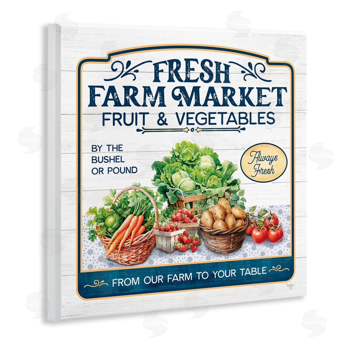Fresh Farm Market Wood Plaque Wall Art, Home Decor by Mollie B.