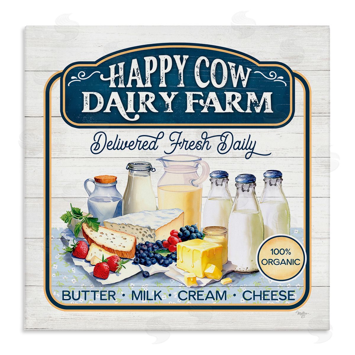 Happy Cow Farm Canvas Wall Art, Home Decor by Mollie B.