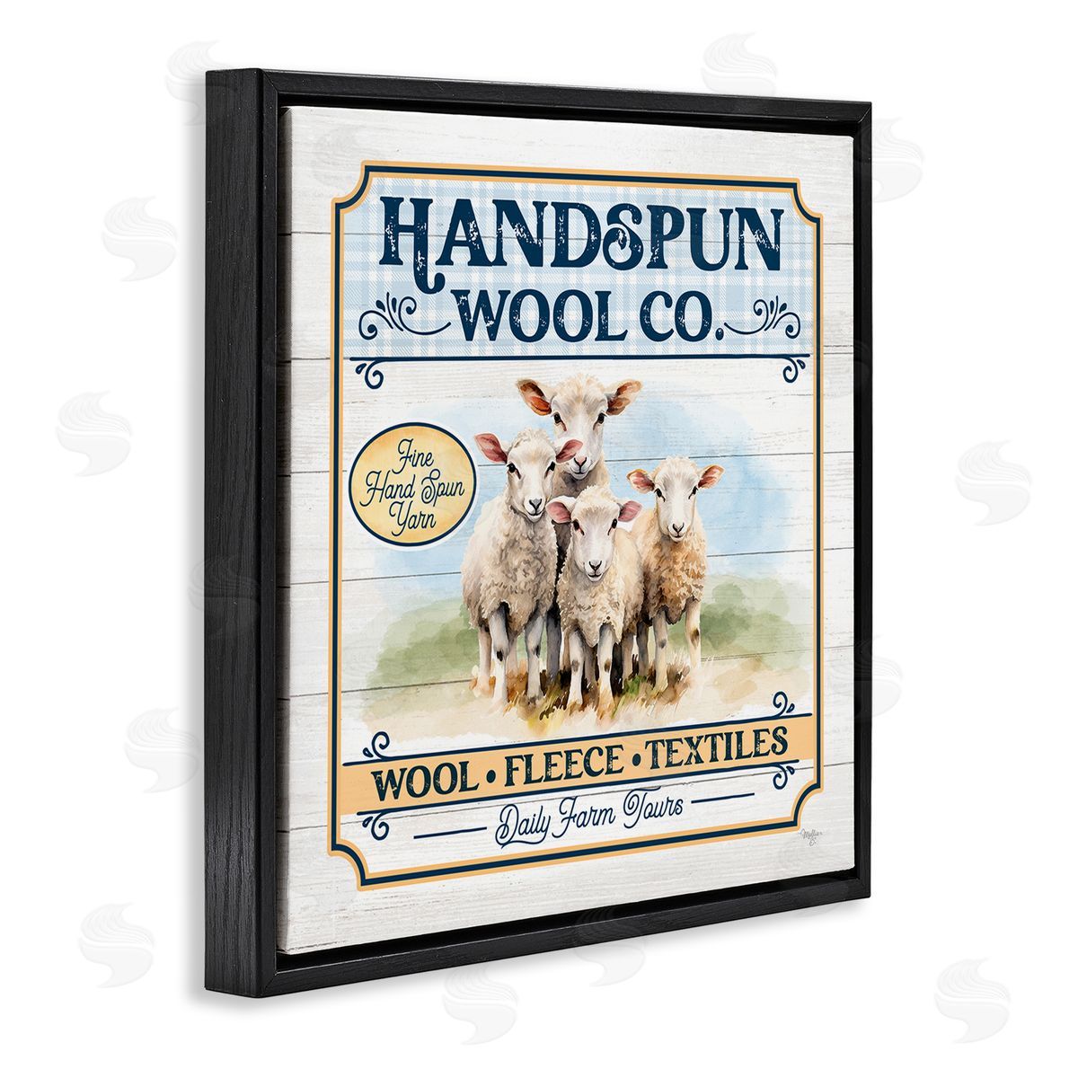 Handspun Wool Sign Black Floating Frame Canvas Wall Art, Home Decor by Mollie B.